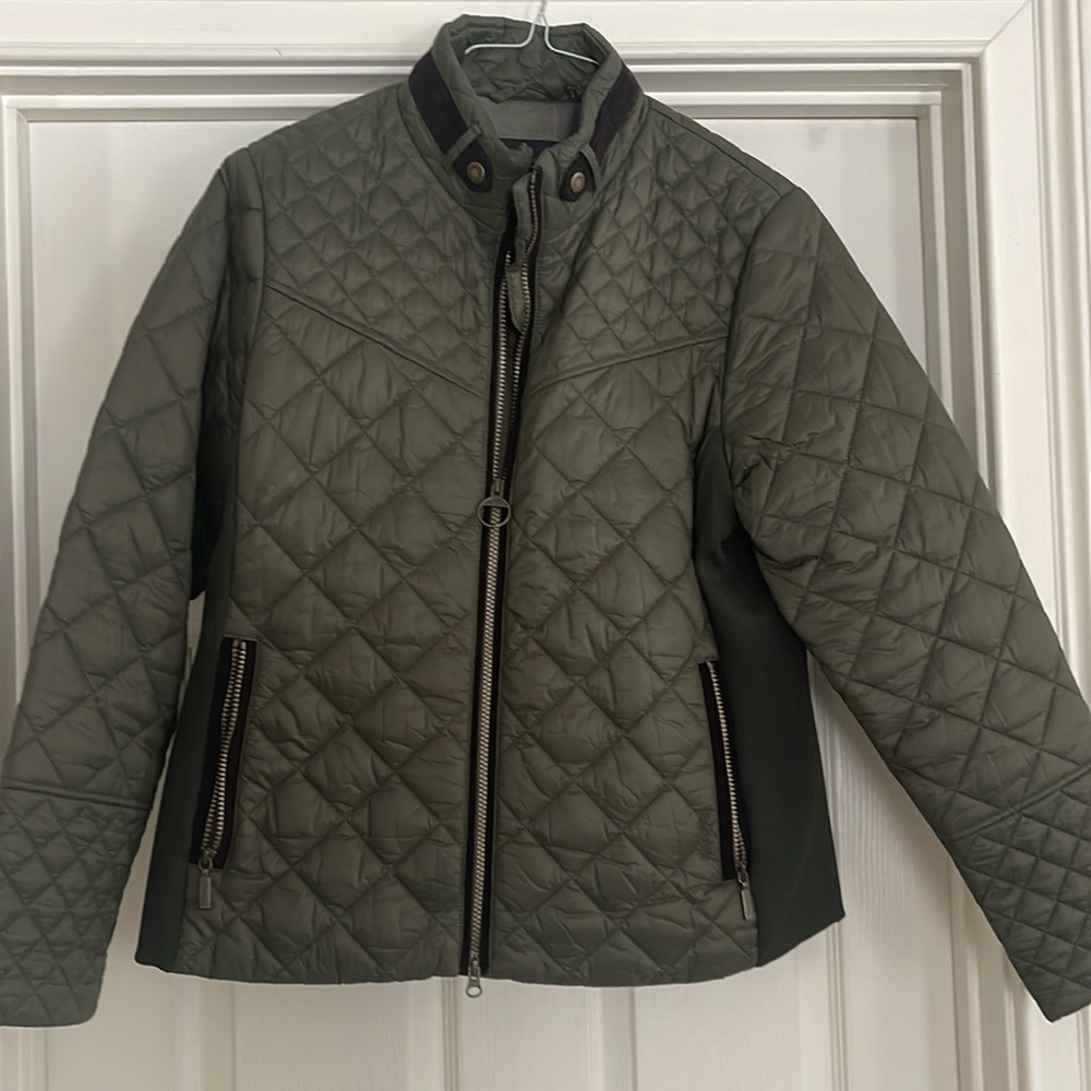 Barbour Grassmere Quilted Jacket Olive Green Sz 12